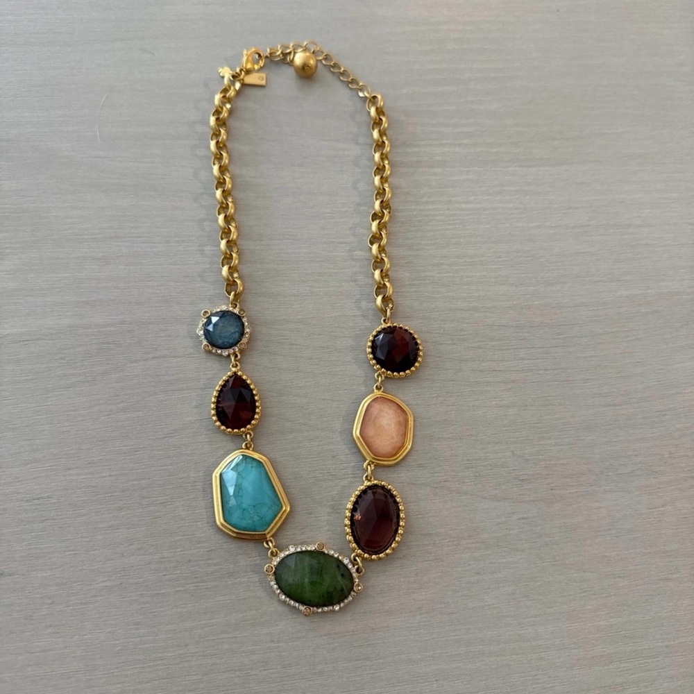 Kate Spade Gem Stone Necklace - Beautiful Antique Gold!